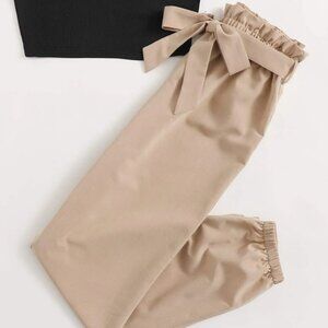 Shein Belted Paperbag Waist Pants